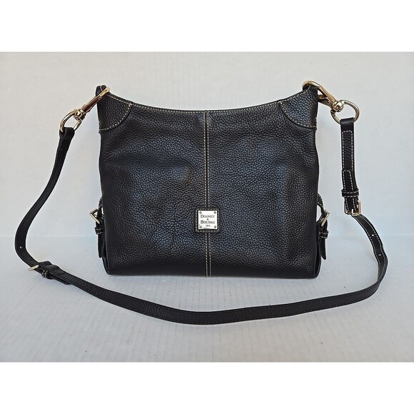 Dooney & Bourke Handbags - Dooney And Bourke Pebble Leather Crossbody Shoulder Bag Black Magnetic Snap Hobo